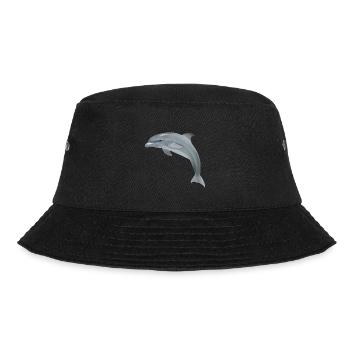 Springender Delfin - Realistisch gemalt - Bucket Hat - Schwarz - Vorne