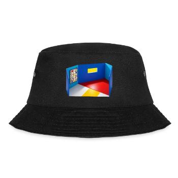 Abstrakter Raum in Primärfarben - Bucket Hat - Schwarz - Vorne