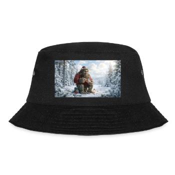 Winter Yeti am Feuer im Schneeland - Bucket Hat - Schwarz - Vorne