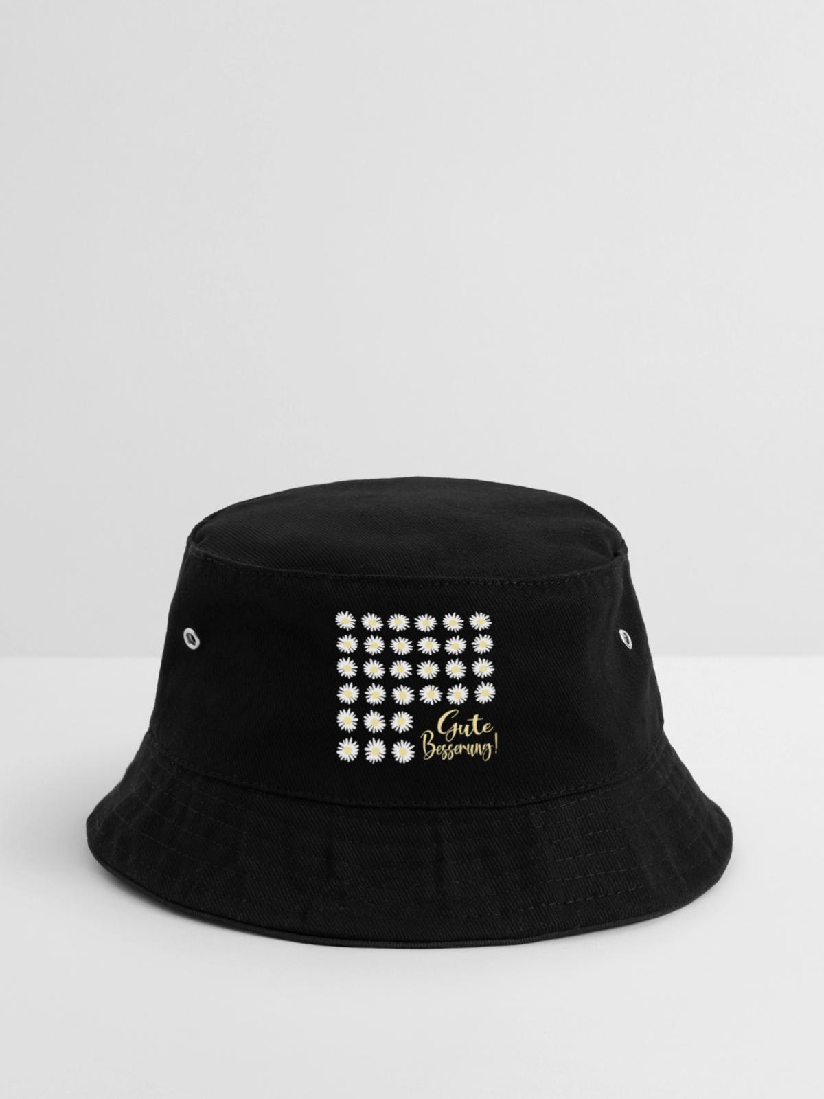 Gute Besserung wünschen, Gänseblümchen - Bucket Hat - Schwarz - Vorne