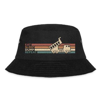 Eat Sleep Dump Repeat Kipplaster Fahrer Spruch - Bucket Hat - Schwarz - Vorne