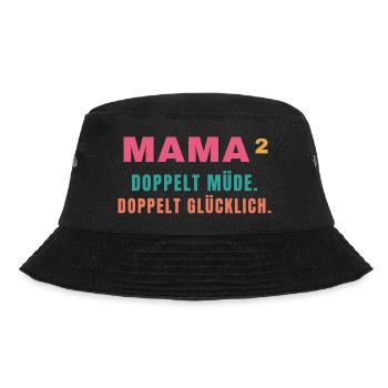 Mama² – Doppelt müde. Doppelt glücklich. - Bucket Hat - Schwarz - Vorne