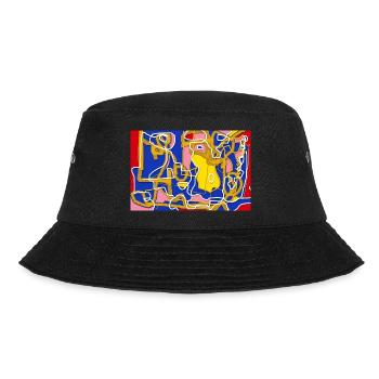 Abstrakte Linien und Farbblöcke - Bucket Hat - Schwarz - Vorne