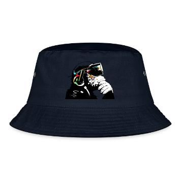 Monksy - Affe mit Virtual Reality Brille - Bucket Hat - Navy - Vorne