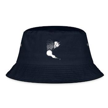 Nikola Tesla mit Glühbirne und Teslaspule - Bucket Hat - Navy - Vorne