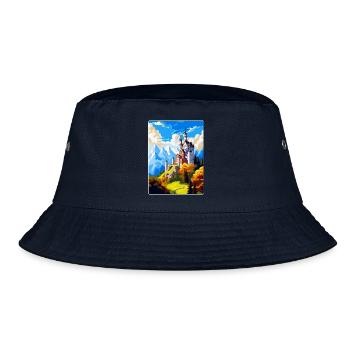 Schloss Neuschwanstein Deutschland Reiseplakat WPA - Bucket Hat - Navy - Vorne