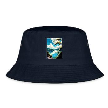 Danube River Europe Vintage Travel Poster Souvenir - Bucket Hat - navy - Front