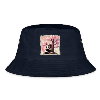Mama und Baby-Pandas am Kirschbaum - Bucket Hat - Navy - Vorne