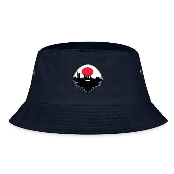 Kobe Japan Flagge Skyline Silhouette Reisen - Bucket Hat - Navy - Vorne