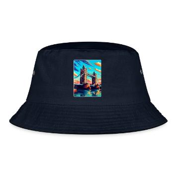 Tower Bridge England Uk Vintage Travel Poster WPA - Bucket Hat - navy - Front
