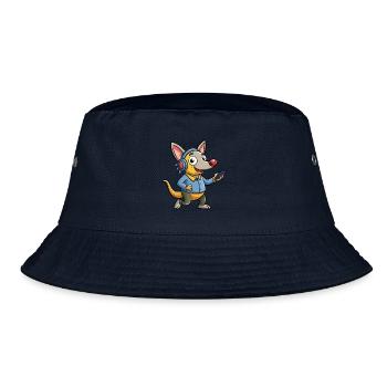 Erdferkel Lustige Zeichentrickfigur Kopfhörer Musik - Bucket Hat - Navy - Vorne