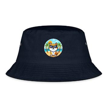 Hokkaido Hunderasse Cartoon Sonnenbrille Strand - Bucket Hat - Navy - Vorne