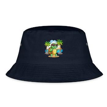 Turtle Funny Cartoon Summer Beach Sunglasses - Bucket Hat - navy - Front