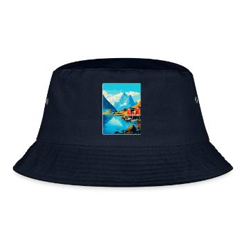 Lofoten Islands Norway Vintage Travel Poster WPA - Bucket Hat - navy - Front