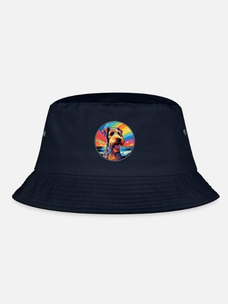 Airedale Terrier Hunderasse Bunte Karikatur Wasserc - Bucket Hat - Navy