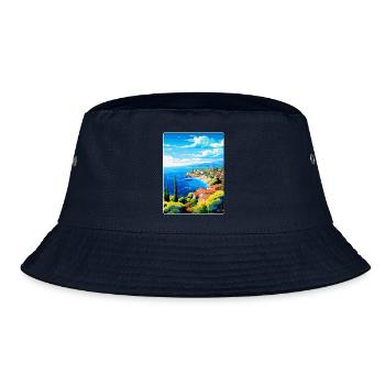 Côte d Azur Frankreich Vintage Reiseplakat Souvenir - Bucket Hat - Navy - Vorne