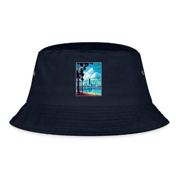 Perth Australien Vintage Reiseposter WPA Souvenir - Bucket Hat - Navy - Vorne