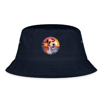 Draht Foxterrier Hunderasse Bunte Karikatur Wasserc - Bucket Hat - Navy - Vorne
