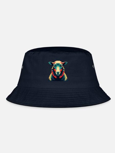 Schaf Cartoon Figur Buntes Haustier Tier - Bucket Hat - Navy