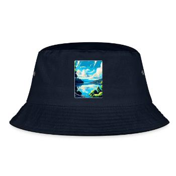 Danube River Europe Vintage Travel Poster Souvenir - Bucket Hat - navy - Front