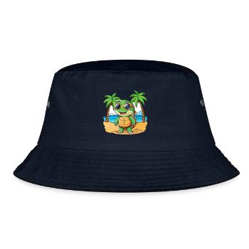 Turtle Funny Cartoon Summer Beach Sunglasses - Bucket Hat - navy - Front