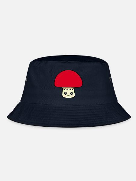 Kawaii Mushroom Kawaii Chibi Kawaii food - Bucket Hat - navy - Front