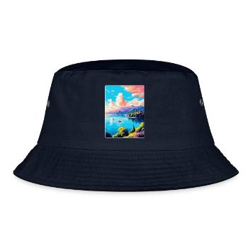 Lago Maggiore Schweiz Vintage Reiseplakat - Bucket Hat - Navy - Vorne