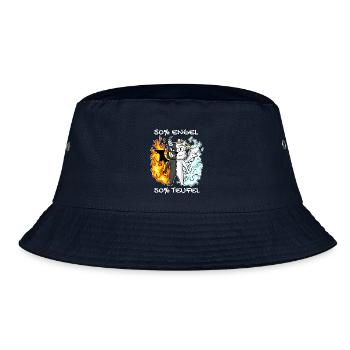 Katze Kater Engel Teufel Engel Böse Niedlich Miau - Bucket Hat - Navy - Vorne