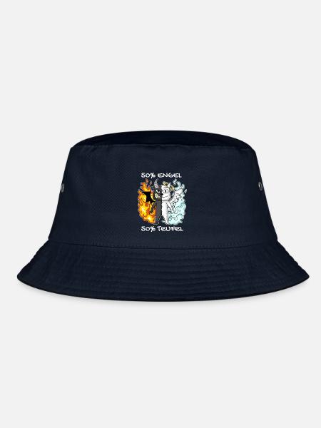 Katze Kater Engel Teufel Engel Böse Niedlich Miau - Bucket Hat - Navy