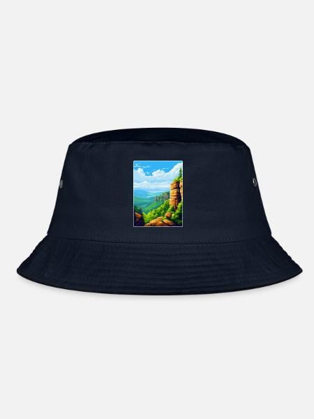 Elbe Sandstone Mountains Germany Travel Poster WPA - Bucket Hat - navy - Front