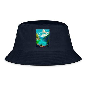 Nationalpark Plitvicer Seen Kroatien Reiseplakat - Bucket Hat - Navy - Vorne