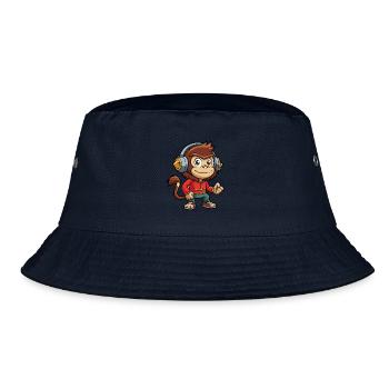 Singe Drôle Dessin Animé Personnage Casque Musique - Bob - marine - Devant