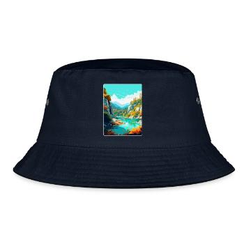 Peneda Geres Nationalpark Portugal Reiseplakat - Bucket Hat - Navy - Vorne