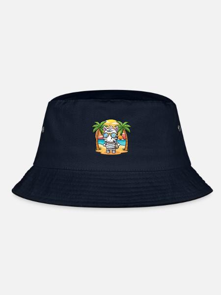 Zebra Lustige Cartoon Sommer Strand Sonnenbrille - Bucket Hat - Navy - Vorne