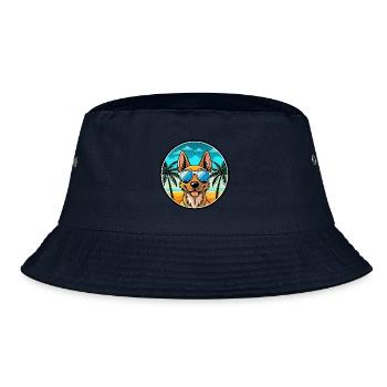 Dutch Shepherd Dog Breed Cartoon Sunglasses Beach - Bucket Hat - navy - Front