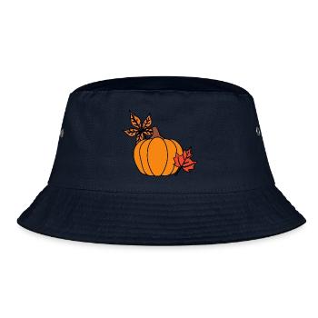 Herbstlicher Kürbis mit Blättern – Cozy Vibes - Bucket Hat - Navy - Vorne