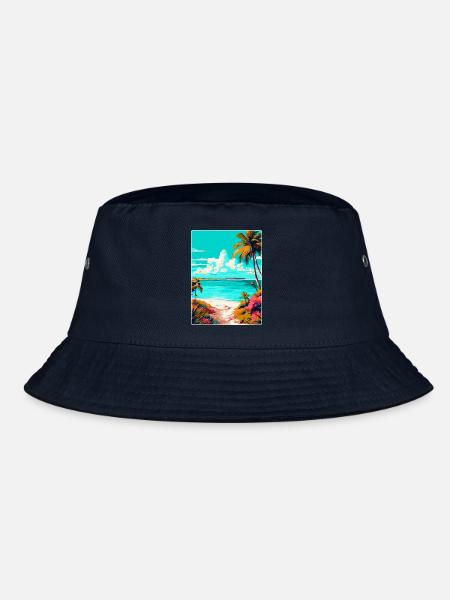 Turks-Caicosinseln Karibik Reiseposter WPA - Bucket Hat - Navy - Vorne