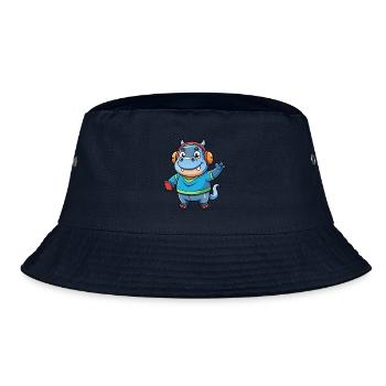Hippo Funny Cartoon Character Musique de casque - Bob - marine - Devant