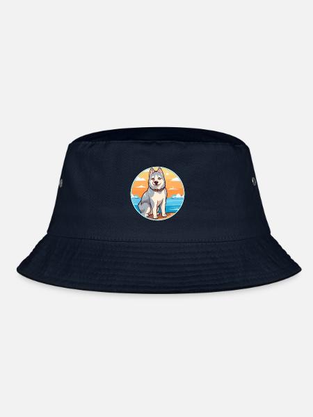 Nördliche Inuit Hunderasse Cartoon Kawaii Clipart - Bucket Hat - Navy
