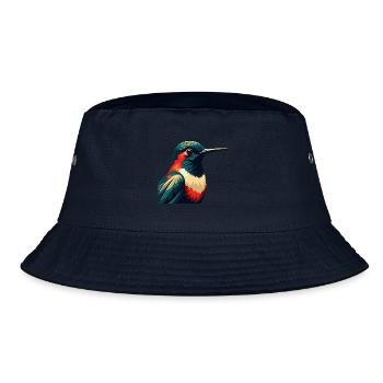 Kolibri Zeichentrickfigur Buntes Haustier Tier - Bucket Hat - Navy - Vorne