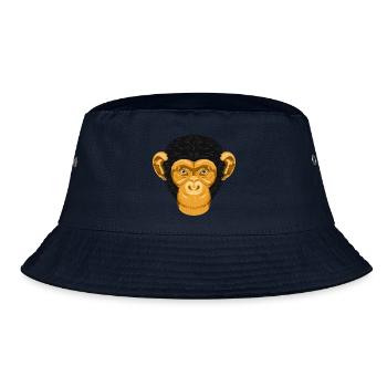 Affe Schimpanse - Goldener Tierkopf ohne Text - Bucket Hat - Navy - Vorne