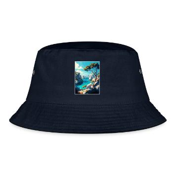 Calanques Frankreich Dekoration Ar Reiseposter - Bucket Hat - Navy - Vorne