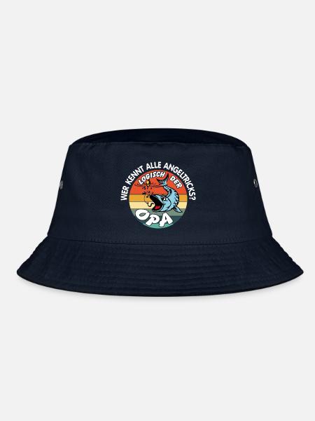 Opa mit Opa. Opa kennt alle Angeltricks - Bucket Hat - Navy - Vorne