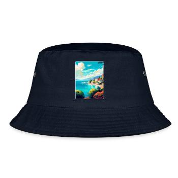 Insel Vis Kroatien Vintage Reiseplakat Souvenir - Bucket Hat - Navy - Vorne