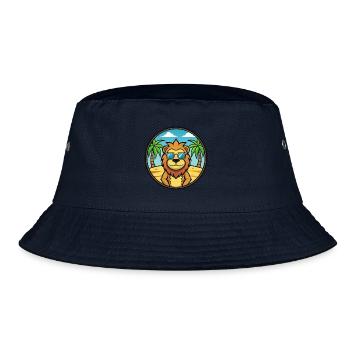 Lion Funny Cartoon Summer Beach Sunglasses Sticker - Bucket Hat - navy - Front