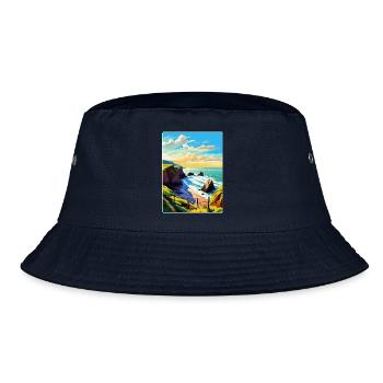 Hartland Quay Devon Vintage Travel Poster Souvenir - Bucket Hat - navy - Front