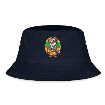 Funny Badger Cartoon Summer Beach Sunglasses - Bucket Hat - navy - Front