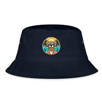 Picardy Spaniel Dog Breed Cartoon Sunglasses Beach - Bucket Hat - navy - Front