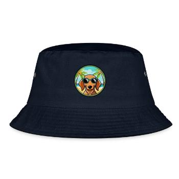 Dackel Hunderasse Cartoon Sonnenbrille Strand - Bucket Hat - Navy - Vorne