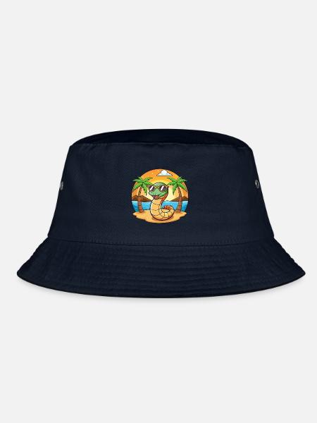 Schlange Lustige Cartoon Sommer Strand Sonnenbrille - Bucket Hat - Navy - Vorne